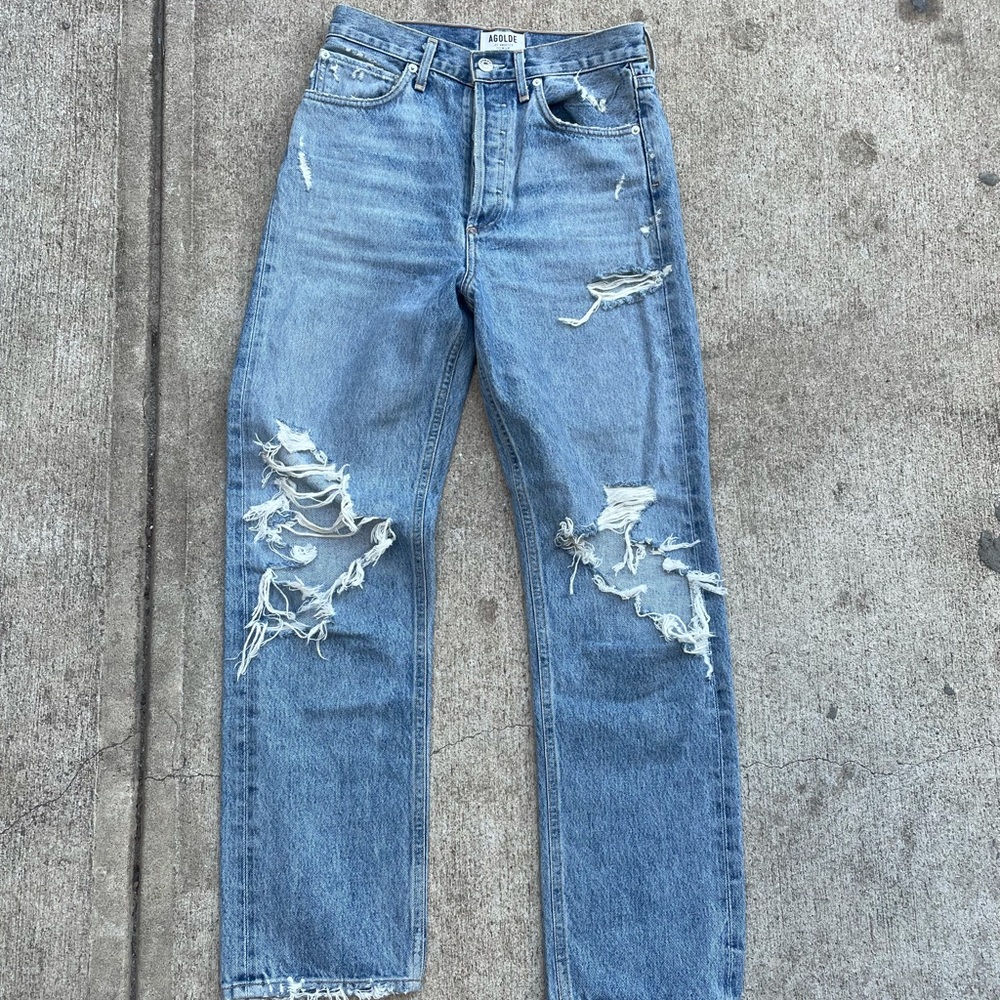 AGolde 90’s distressed high rise jean